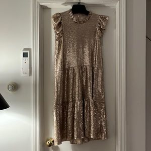sea Sequined rose gold dress NWT